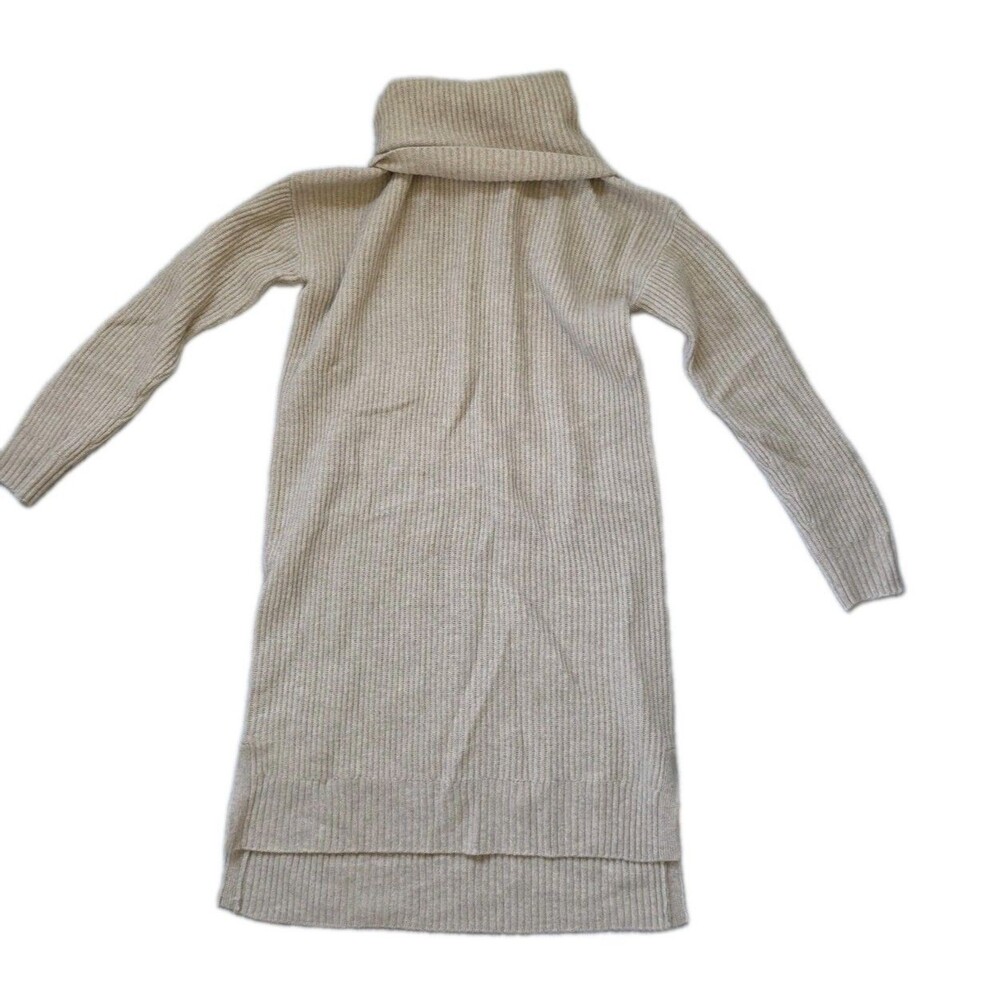 Madewell 1937 Beige 100% Merino Wool Ribbed Turtleneck Sweater Dress XS EUC